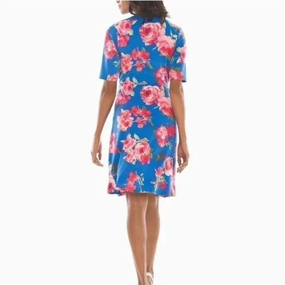 NWOT Soma Multifloral Short Sleeve Wrap Dress - Picture 2 of 3